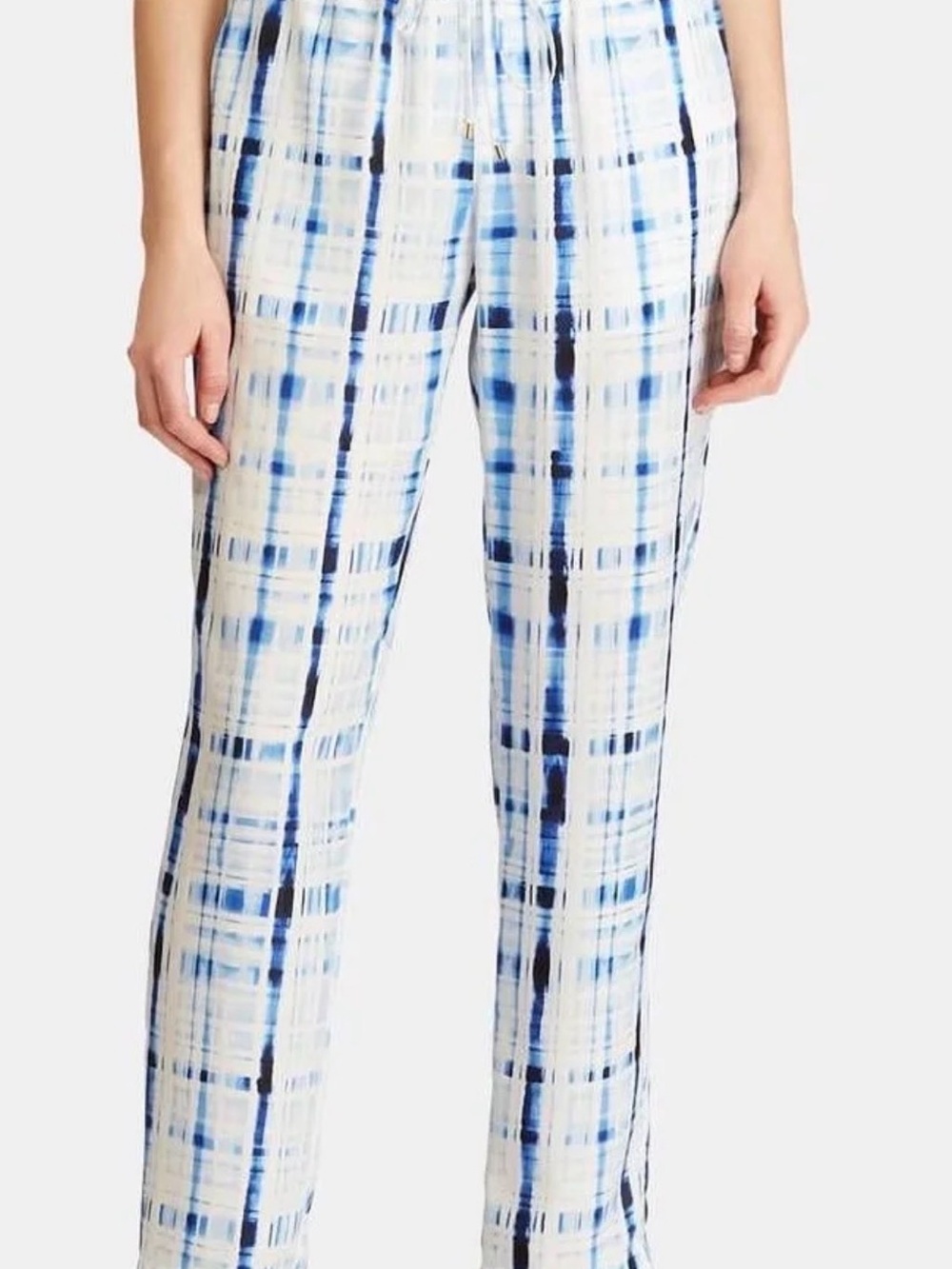 Lauren Ralph Lauren Women’s Tie-Dye Plaid Casual Pants Blue/White Size 4